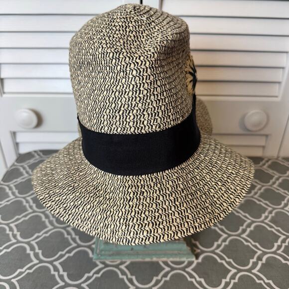 Jessica Simpson Straw Bucket Hat Cottage Core Floral Prairie Boho Garden Party - Picture 6 of 11